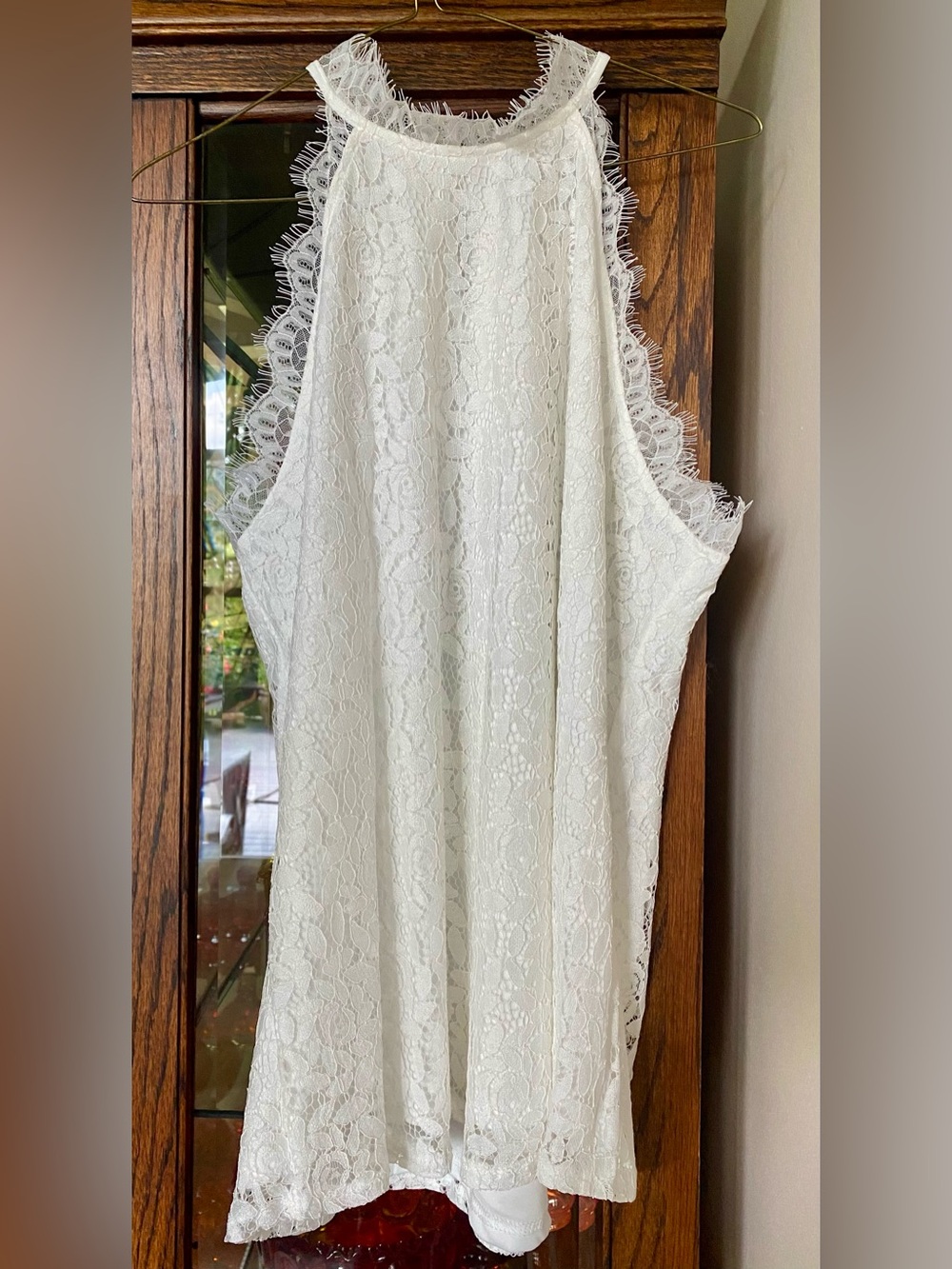 White Lace Halter Style Blouse XXL